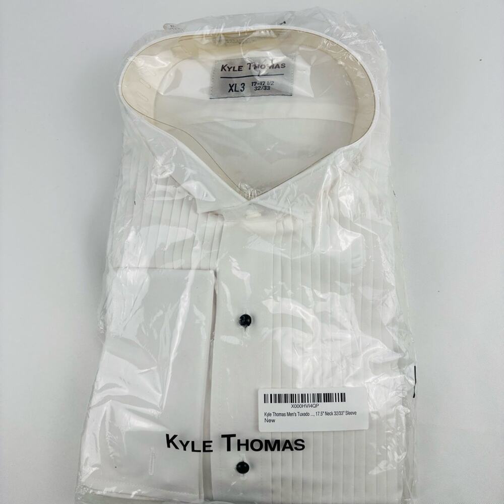 NWT Tuxedo Formal Attire Button Up White Dress Shirt Long Slv, XL3 17-17.5 32/33 - Picture 3 of 8
